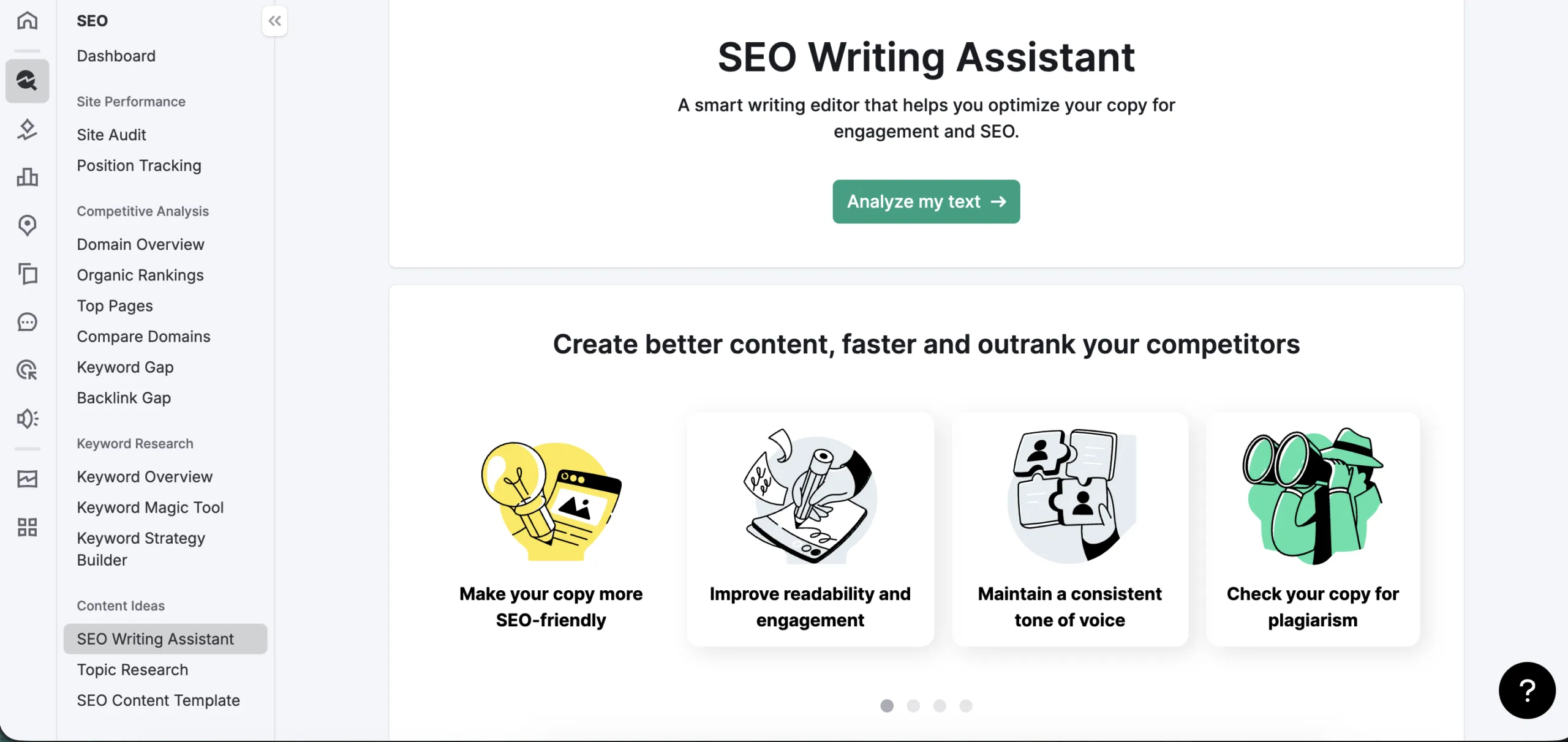 Semrush SEO Writing Assistant with real-time content optimization scoring